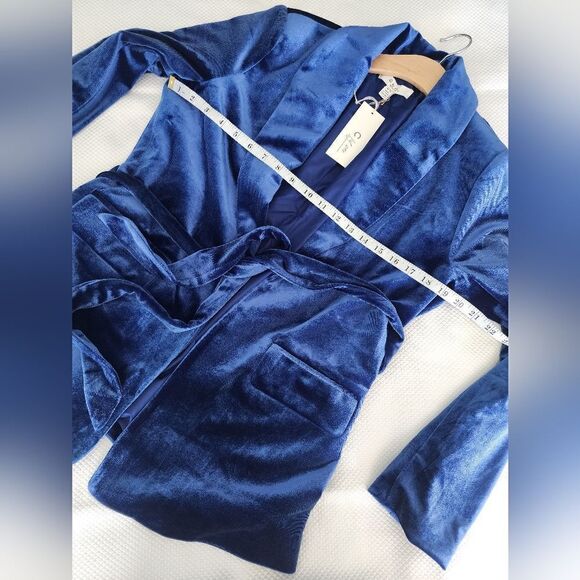 C BY ONE Velvet open front blazer jacket preppy Academia - Picture 4 of 12